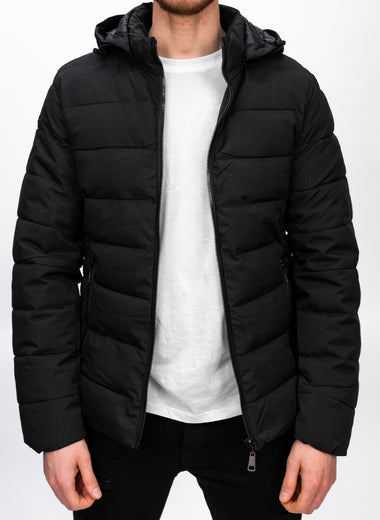 Black Hooded Padded Jacket