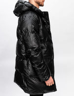 Black High Shine Mid Length Jacket