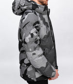 Grey Camo Print Puffer Jacket