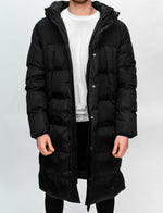 Black Longline Hooded Padded Jacket