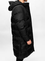 Black Longline Hooded Padded Jacket