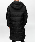 Black Longline Hooded Padded Jacket