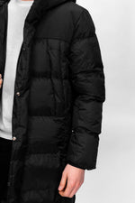 Black Longline Hooded Padded Jacket