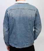 Blue Denim Jacker With Cream Collar