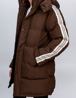 Brown Contrast Arm Stripe Puffer