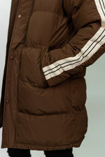 Brown Contrast Arm Stripe Puffer