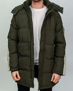 Khaki Contrast Arm Stripe Puffer