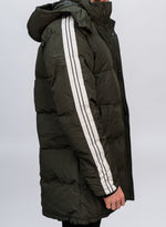 Khaki Contrast Arm Stripe Puffer