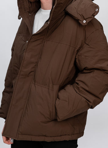 Brown Hooded Extra Padded Puffer Jacket