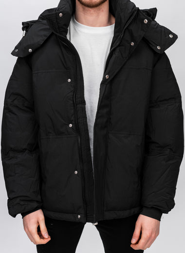 Black Hooded Extra Padded Puffer Jacket