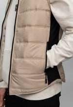 Beige & Black Lightweight Padded & Ribbed Body Warmer