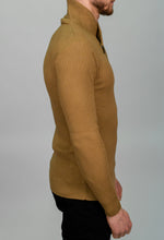 Camel Asymmetrical Zip Detail Knit Top