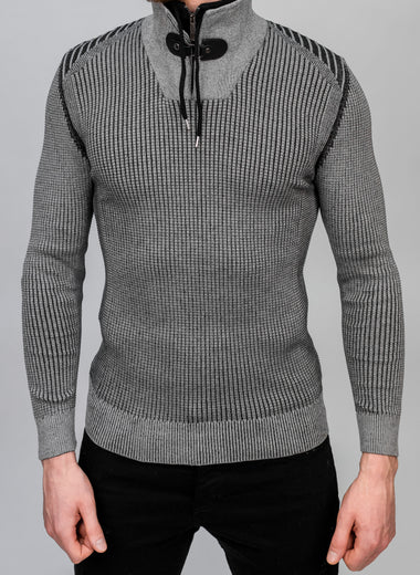 Dark Grey Buckle Detail Knit Jumper