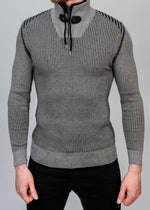 Dark Grey Buckle Detail Knit Jumper