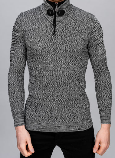 Grey Buckle Detail Knit Jumper