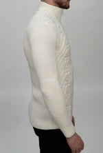 White Cable Knit Half Zip Sweater