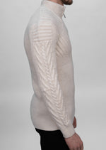 Cream Half Zip Contrast Cable Knit Jumper