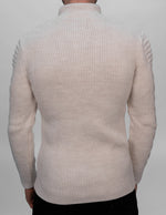 Cream Half Zip Contrast Cable Knit Jumper