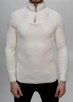 White Half Zip Knitted Jumper