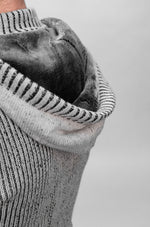 Grey & Black Button Buckle Detail Hooded Knit Jumper