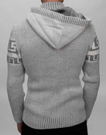 Grey Button & Buckle Detail Hooded Knitted Jumper