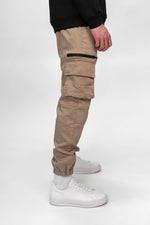 Beige Stretch Cuffed Cargos