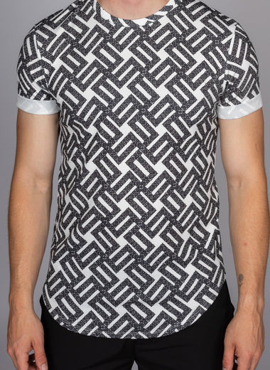 Patterned Roll Sleeve T-Shirt