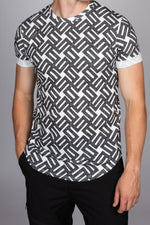 Patterned Roll Sleeve T-Shirt