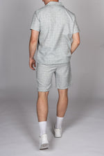 Textured Camp Collar Shirt and Short Set in Grey