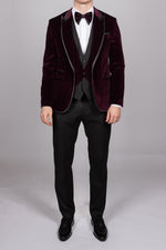 Plum Velvet Tux Three Piece Suit