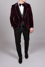 Plum Velvet Tux Three Piece Suit