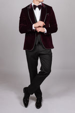 Plum Velvet Tux Three Piece Suit