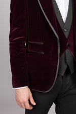 Plum Velvet Tux Three Piece Suit