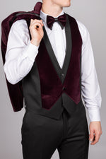 Plum Velvet Tux Three Piece Suit