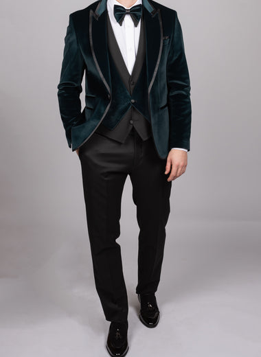 Green Velvet Tux Three Piece Suit