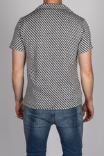 Stripe Pattern Camp Collar Short Sleeve Shirt