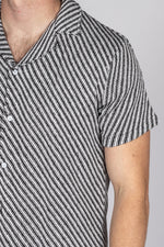 Stripe Pattern Camp Collar Short Sleeve Shirt