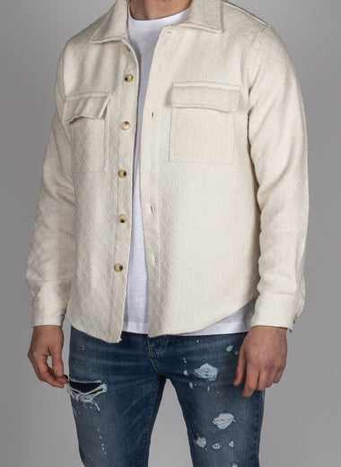 White Diamond Pattern Overshirt