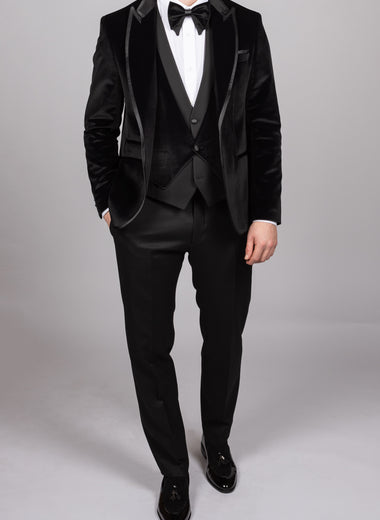 Black Velvet Tux Three Piece Suit