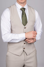 HM5 - Stone Single Breasted Waistcoat