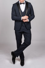 Dalton - Navy Tux Lapel Diamond Blazer