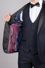 Dalton - Navy Tux Lapel Diamond Blazer