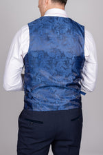 Bromley - Navy Single Breasted Check Waistcoat