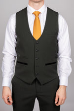 Bromley - Olive Green Single Breasted Check Waistcoat