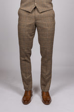 Ted - Tan Tweed Check Trousers