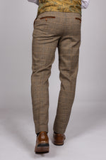 Ted - Tan Tweed Check Trousers