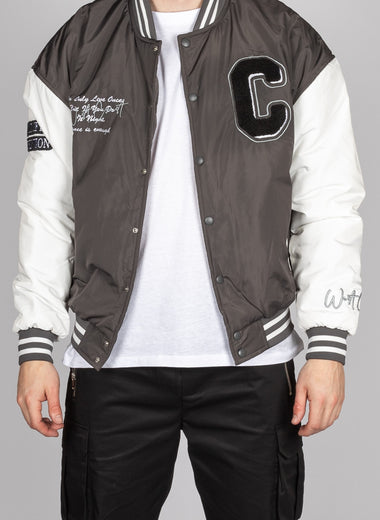 West Coast Varsity Bomber Jacket in Grey