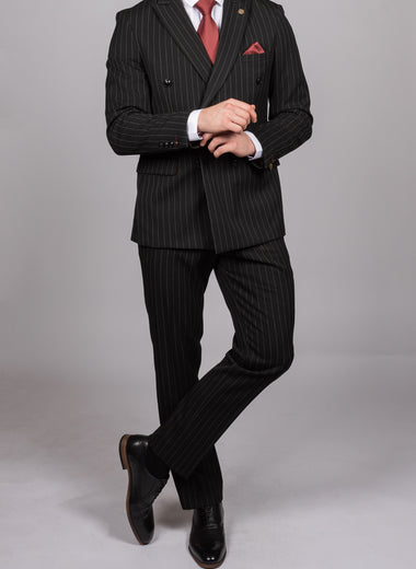 Rocco - Black Pinstripe Double Breasted Blazer