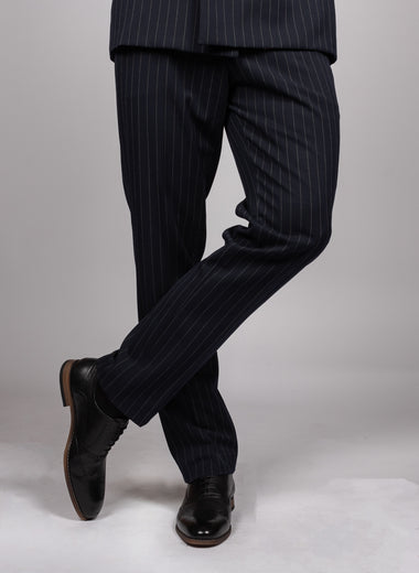 Rocco - Navy Pinstripe Trousers