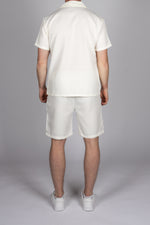 Textured Camp Collar Shirt and Short Set in White